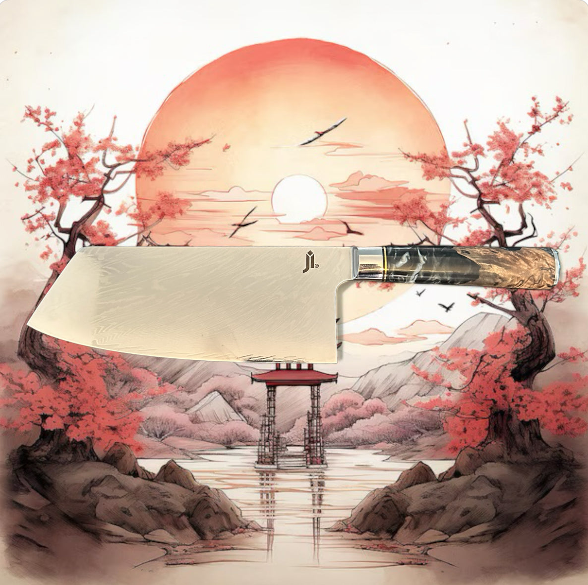 JI 'Tatsu' Cleaver Knife Damascus